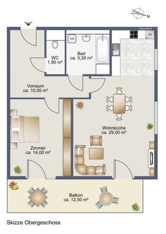 Moderne 2-Zimmer-Wohnung mit großem Balkon - Photo 3