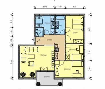 4.5 Zimmer, 102 m², 1. Stock - Foto 3