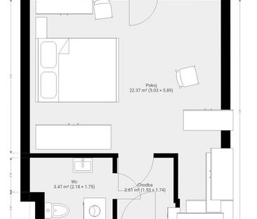 Pronájem bytu 1+kk 30 m² - Fotografie 2