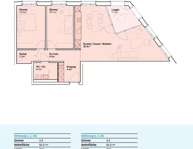3 Zimmer, 85 m², 1. Stock - Foto 1