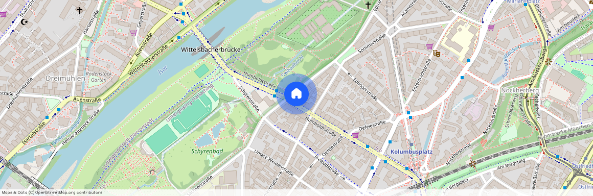 Humboldstr., 81543 München Au-Haidhausen ca. 2, 1 km south of Munich-center