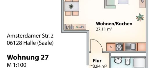 Frisch saniert und mit Lift. 2-Raum-Wohnung in Halles Süden. - Foto 1