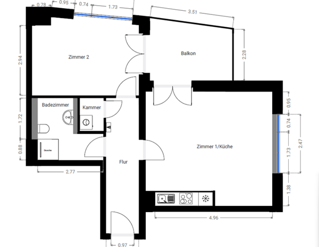 Erstbezug Moderne 2-Zimmer-Wohnung mit Balkon in Berlin-Tempelhof - Photo 1
