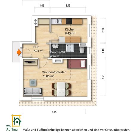1-Zimmer Mietwohnung - Striesen-Süd - Foto 3