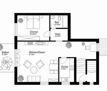 2.5 Zimmer, 75 m², 1. Stock - Foto 4