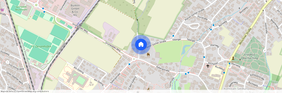 Pfarrer-Socher-Str., 82041 Oberhaching ca. 12, 5 km south of Munich-center