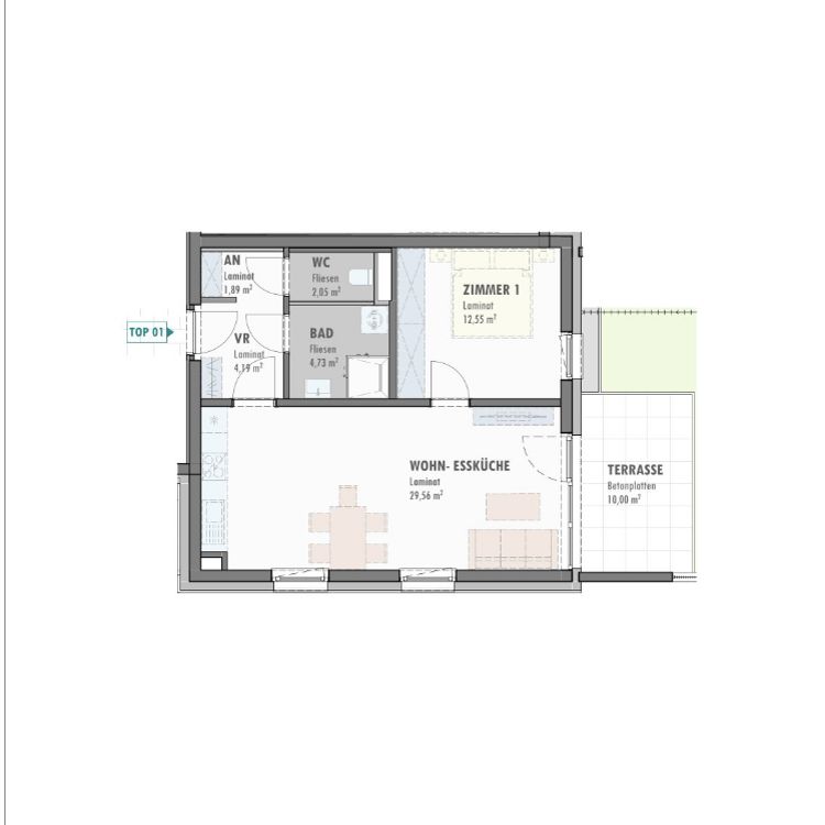 Moderne Erdgeschoßwohnung mit Terrasse und Garten - Foto 2
