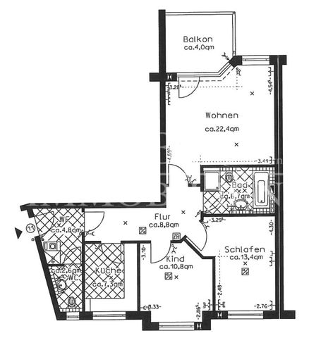 3 Zimmerwohnung mit Balkon sowie Fahrstuhl und Carport-Stellplatz - Foto 5