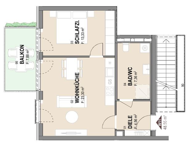 Geförderte Neubau-Wohnung mit Balkon im 3. Stock - Photo 1