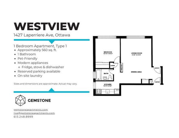 Spacious & Bright 1 bedroom in Great Location! | 1474 Coldrey Avenue, Ottawa - Photo 1