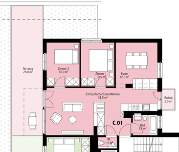 3.5 Zimmer, 71 m², 1. Stock - Foto 5