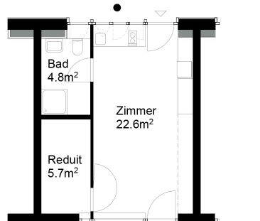 1 Zimmer, 34 m², 1. Stock - Foto 5