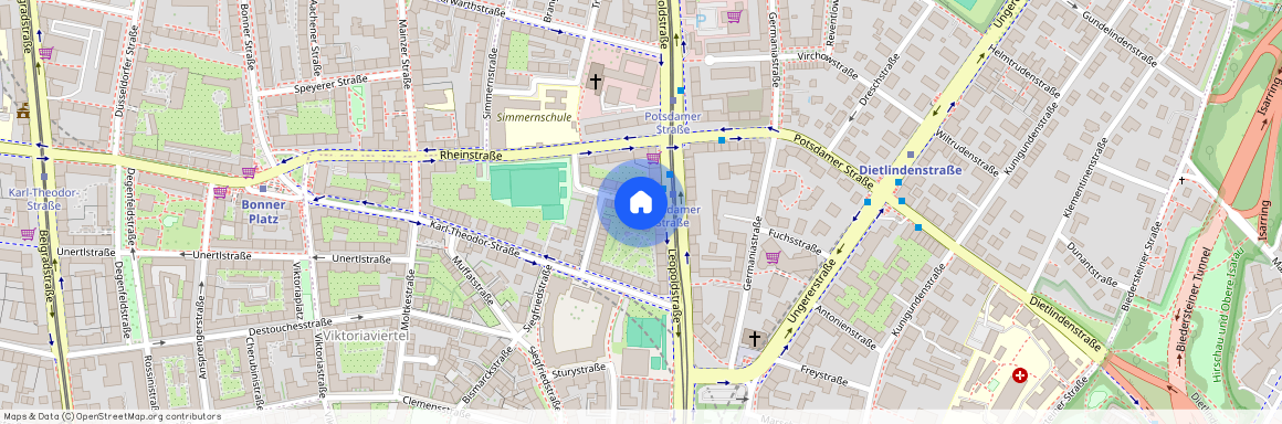 Sulzbacher Straße, 80803 München Schwabing ca. 3, 1 km north of Munich-center