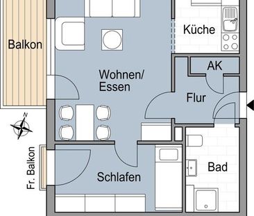 Sanierte 2 Zimmerwohnung mit Balkon - Foto 5