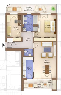 Zentral und in Mainnähe - Attraktive 3-Zimmer-Wohnung mit Balkon und Loggia - Foto 1