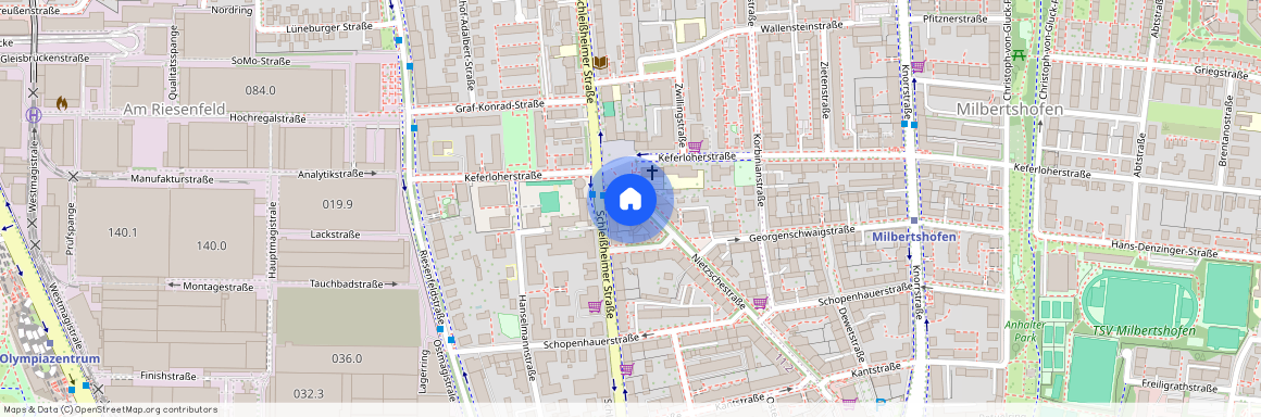 Nietzschestraße, 80807 München Milbertshofen ca. 4, 4 km north of Munich-center