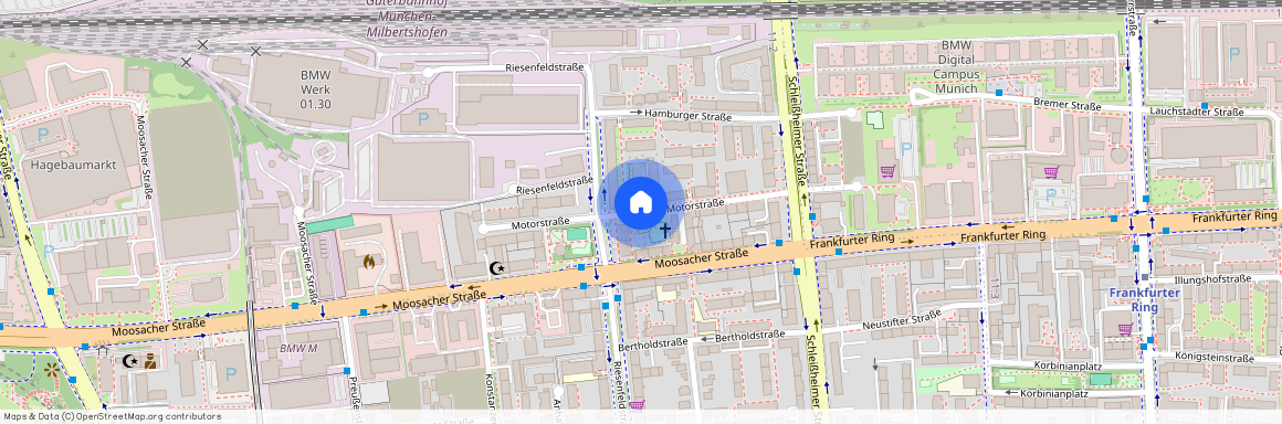 Motorstraße, 80809 München Milbertshofen ca. 5, 6 km north of Munich-center