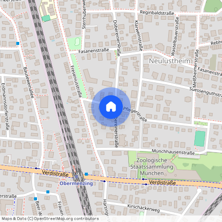 Pflegerstraße, 81247 München Obermenzing ca. 7, 8 km west of Munich-center