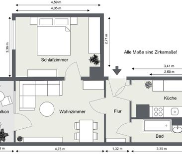 2-Raum-Wohnung mit Balkon in ruhiger und grüner Lage - Foto 2