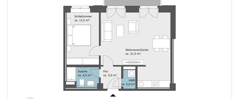 Neubau! 2-Raumwohnung mit Balkon und Einbauküche! - Foto 1
