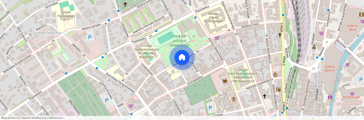 ul. Fryderyka Chopina, Dolne Przedmieście, Bielsko-Biała, śląskie