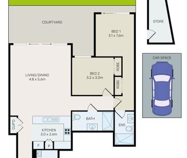 Spacious North-Facing 2-Bedroom Apartment with Courtyard Oasis - Photo 1