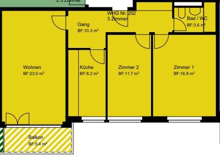 3 Zimmer, 73 m², 2. Stock - Foto 4