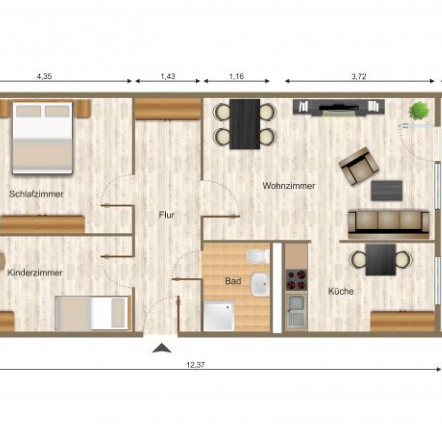 Wohnung, 3 Zimmer (70,67 m²) - Photo 1