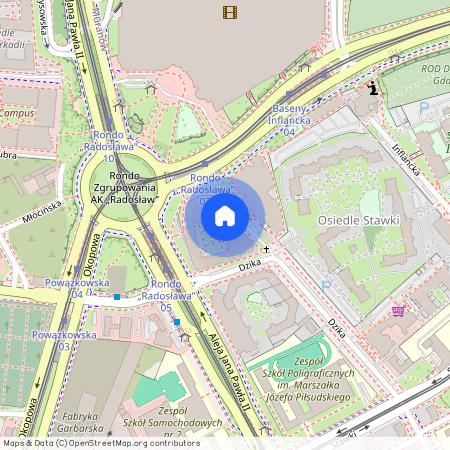 Warszawa, Śródmieście, Rondo, Radosława/, Dworzec, Gdański, Jana, Pawła, II