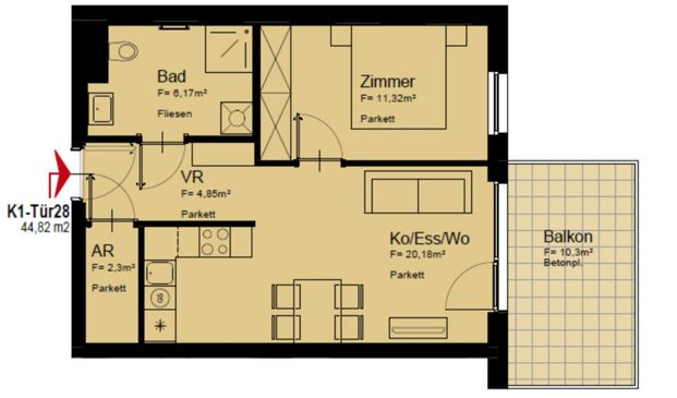 Moderne 2 Zi Wohnung mit Balkon - nahe U1 Kagraner Platz (provisionsfrei!) - Foto 1