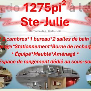 Condo 1275pi² à Ste-Julie : électroménagers, meubles, Borne de recharge, 2 cambres, 1 bureau, 2 salles de bain, cuisine, salle à manger et espace de s - Photo 2