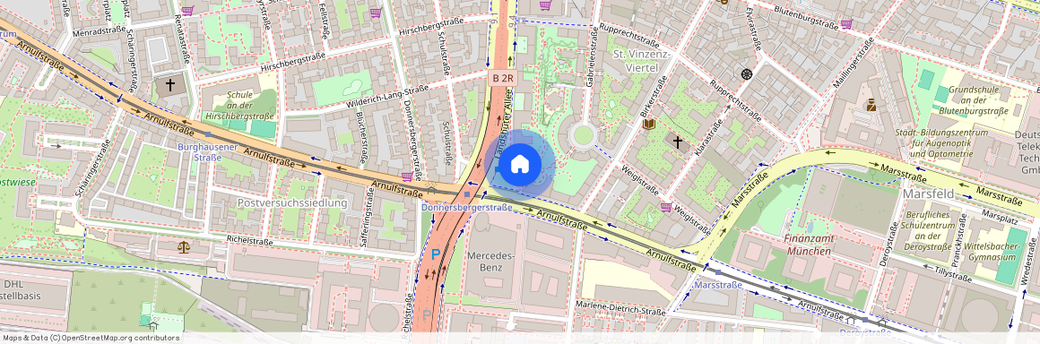 Landshuter Allee, 80637 München Neuhausen ca. 4, 1 km north-west of Munich-center