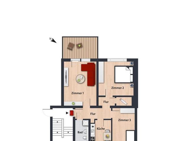 3-Zimmer-Wohnung im modernisierten Wohngebiet//3.OG re. - Foto 1