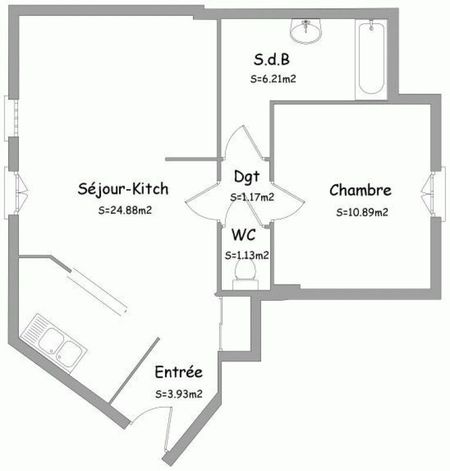 Location Appartement 2 Pièces 45 m² - Photo 3