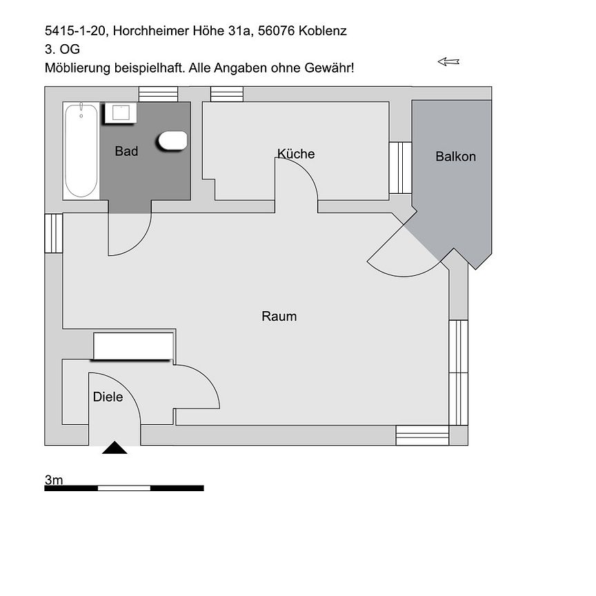 (!!nur mit WBS und über 60 Jahre!!) 1-Zimmer-Wohnung in Koblenz Horchheimer Höhe - Foto 2