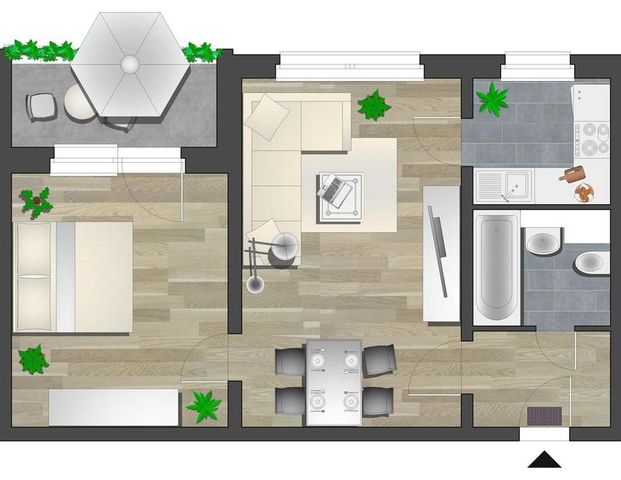 Am Stadtrand gelegene 2-Raum-Wohnung mit Balkon - Foto 1