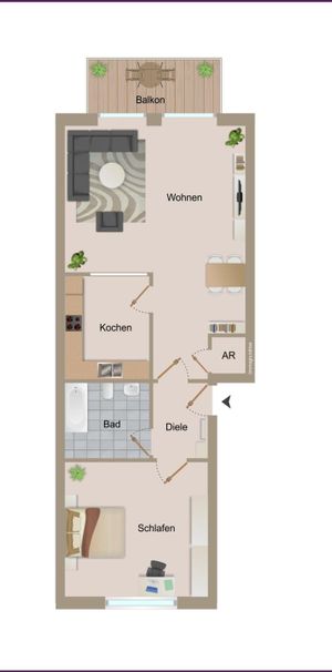 EINZELPERSON I 1. OBERGESCHOSS, 2-Zimmerwohnung in Bergheim mit Sonnenbalkon! - Foto 2