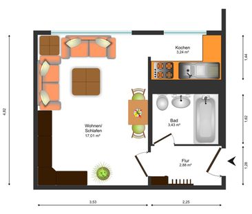 funktionale 1-Raum-Wohnung mit Zeitmietvertrag - Foto 1