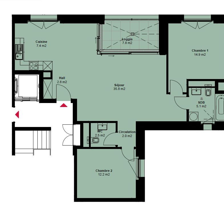 3.5 Zimmer, 85 m², 1. Stock - Photo 2