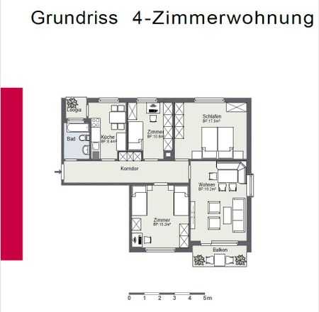 4 Zimmer, 90 m², 3. Stock - Foto 3