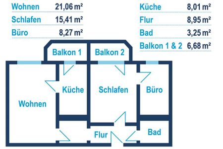 3-Raum-Wohnung mit Einbauküche - Foto 2