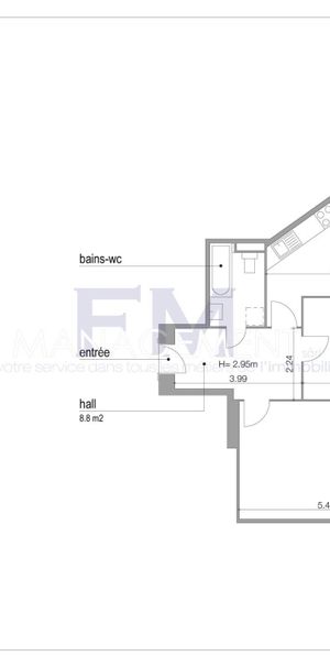 Centre-ville, rue des Glacis de rive, 3 pcs on the 1st floor, approx 60.80m2 - Foto 1