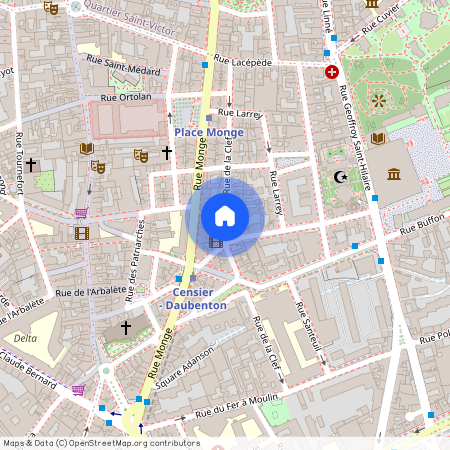 rue de la Clef entre rue Censier et rue du Fer à Moulin 75005 Paris (5e arrondissement)