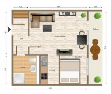 Wohnung, 1 Zimmer (36,22 m²) - Foto 1