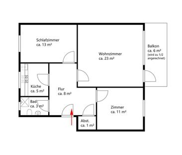 Horn-Lehe / Helle 3-Zimmer-Wohnung mit Balkon - Photo 6