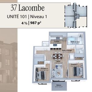 Nouveau projet ! 37-39 boul Lacombe, Repentigny - 4 ½ – 945 pi2 à 1072 pi2 À partir de 1825$/mois=1670$ (option avec coin bureau et/ou salle d’eau) - Photo 2