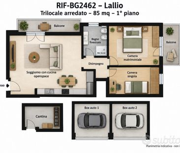 Lallio con 2 camere, due balconi e 2 box auto - Photo 1