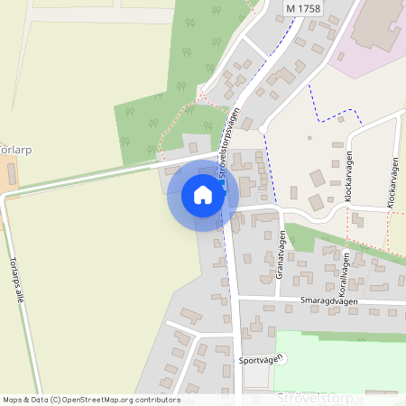 Centralt i Strövelstorp, Skåne, Ängelholm, Strövelstorpsvägen 47 B