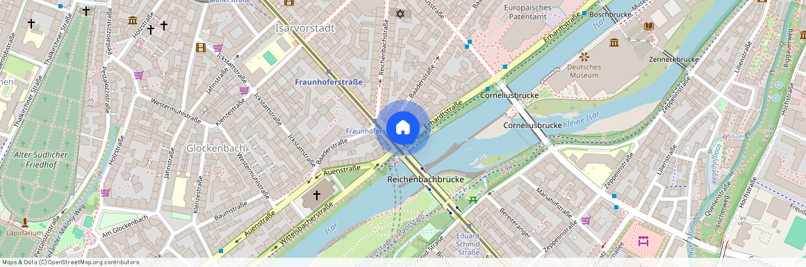 Erhardtstraße, 80469 München Gärtnerplatzviertel ca. 1, 1 km south of Munich-center