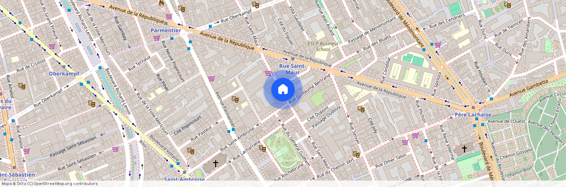 Rue Saint-Maur between rues Lacharrière et Chemin Vert 75011 Paris (11e arrondissement)